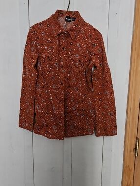 Cruel Girl Rust Orange Floral Button-Down Shirt